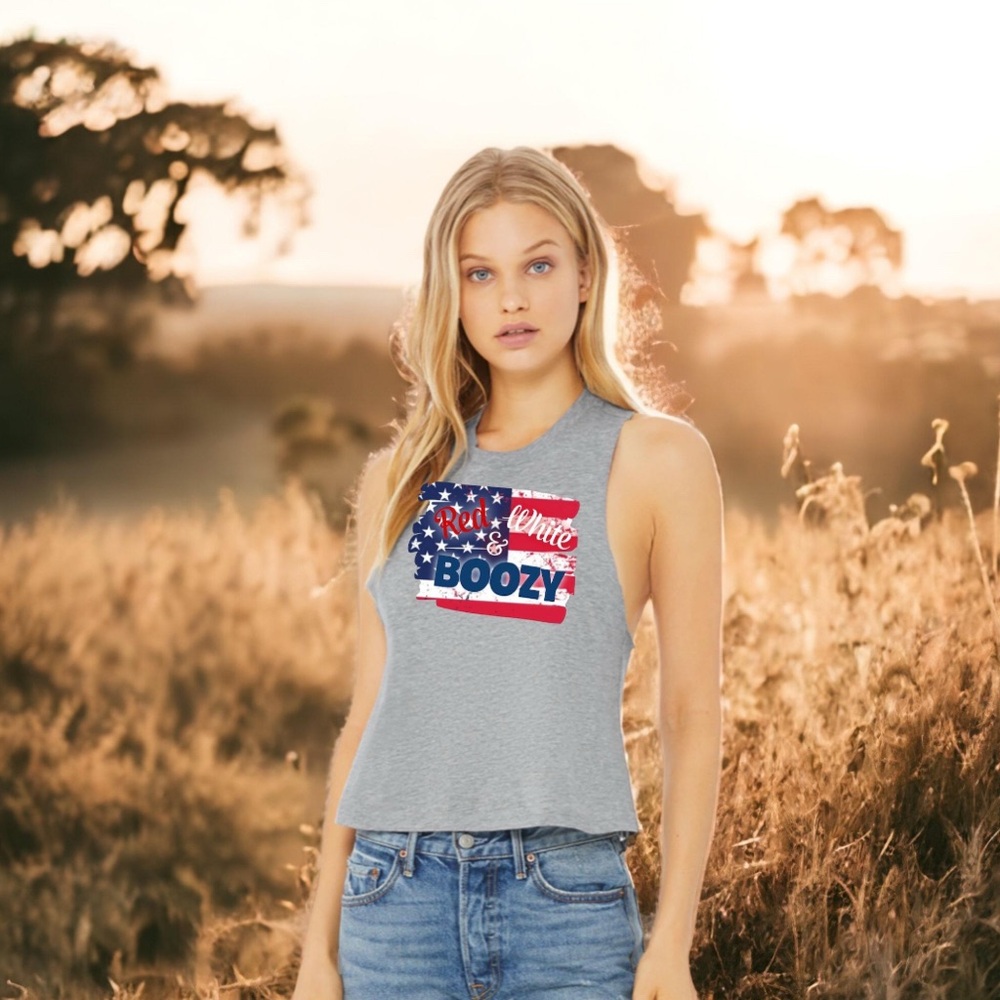 Red white & Boozy Crop Tank